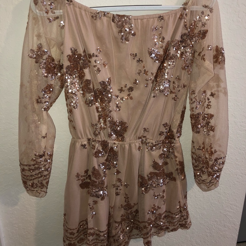 Gold Sequin Strapless Romper